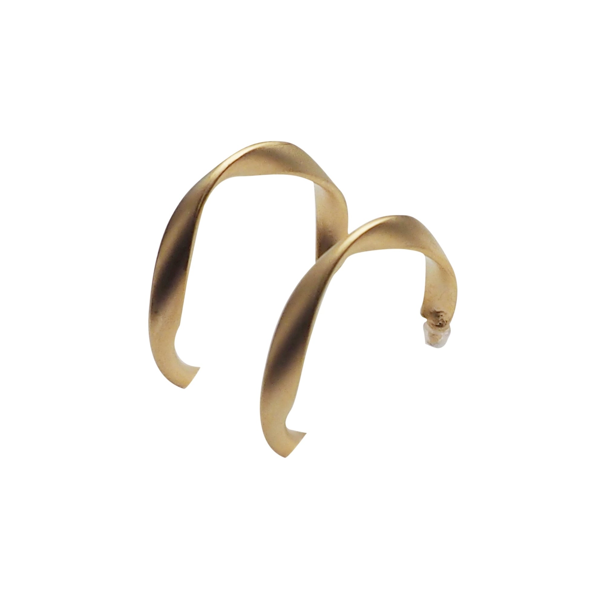 Gold Twisted Invisible Clip On Hoop Earrings - Miyabi Grace