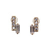 Cubic Zirconia Crystal Bar Invisible Clip On Stud Earrings ( Gold tone ) - Miyabi Grace
