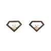 Cubic Zirconia Crystal Diamond Invisible Clip On Stud Earrings ( Gold tone ) - Miyabi Grace