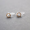 Hexagon Invisible Clip On Stud Earrings ( Gold tone ) - Miyabi Grace