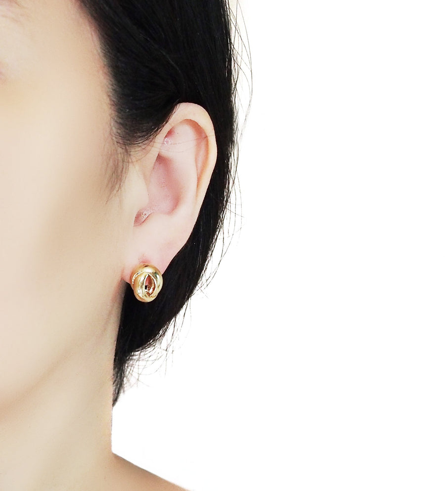 Gold Knot Invisible Clip On Stud Earrings