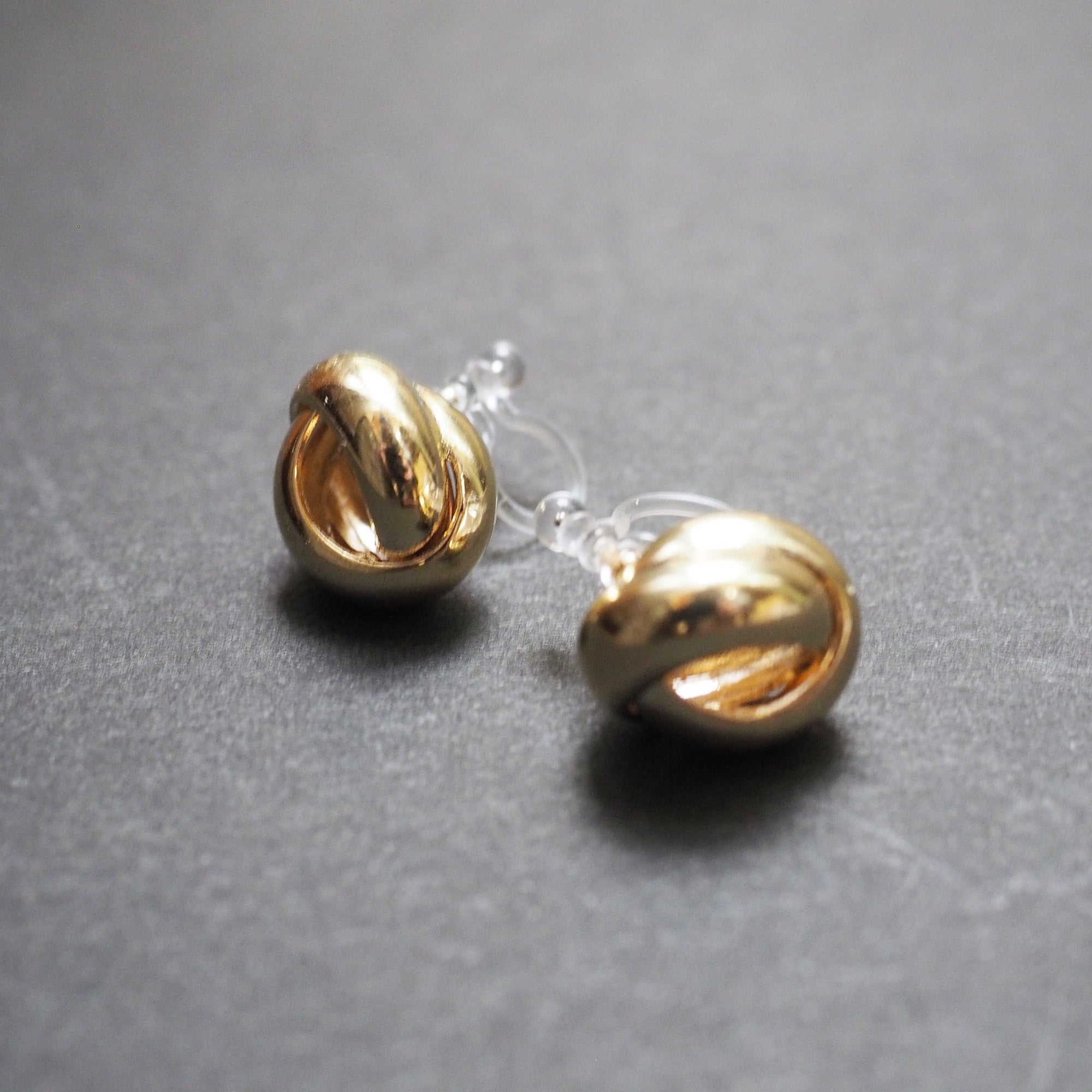 Gold Knot Invisible Clip On Stud Earrings