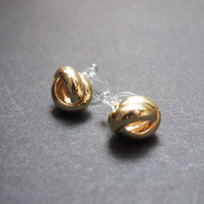 Gold Knot Invisible Clip On Stud Earrings