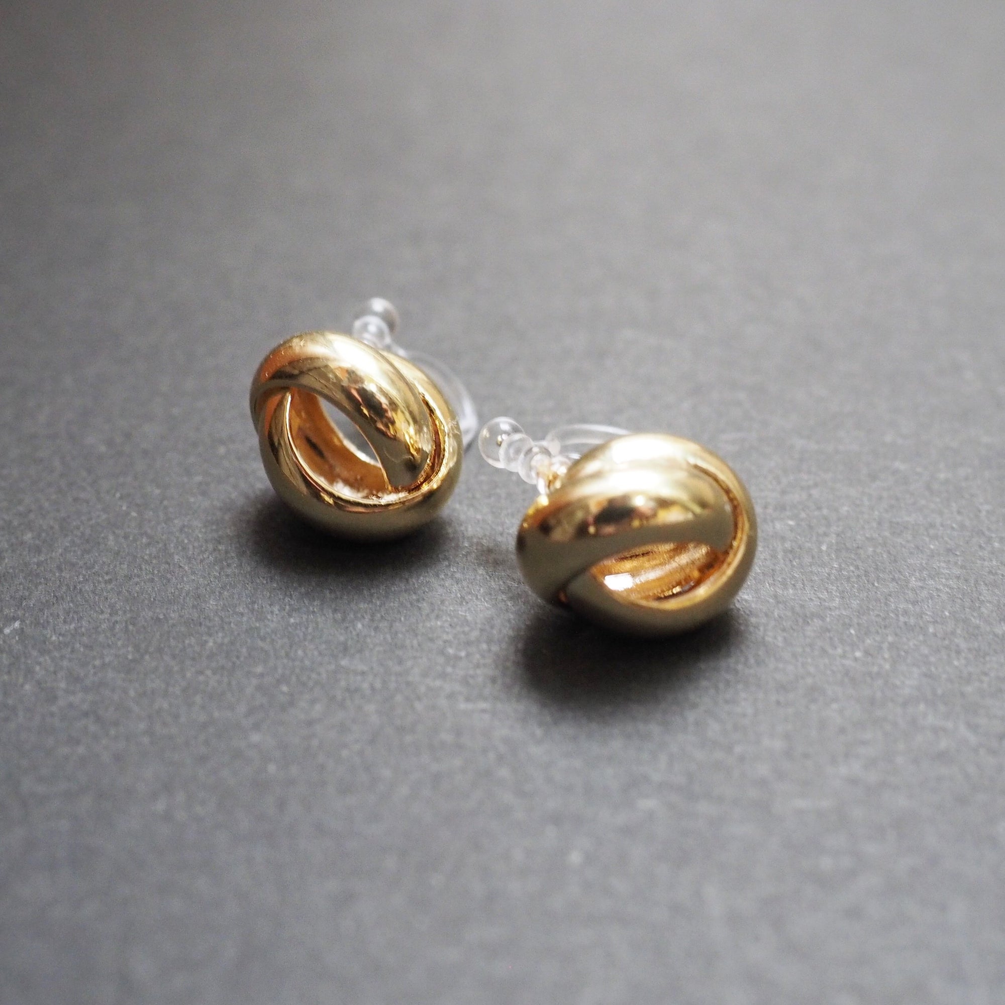 Gold Knot Invisible Clip On Stud Earrings
