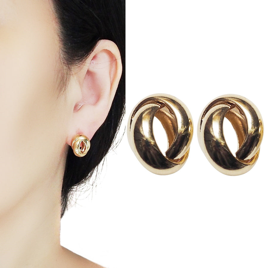 Gold Knot Invisible Clip On Stud Earrings