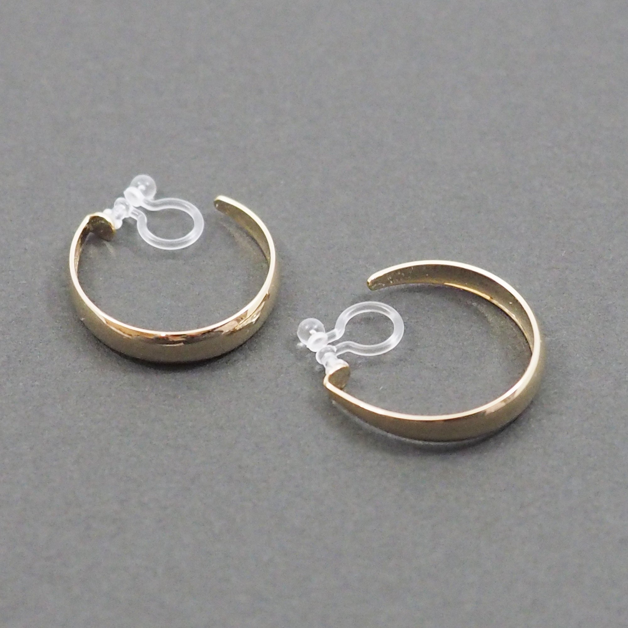 Gold Rounded Invisible Clip On Hoop Earrings - Miyabi Grace