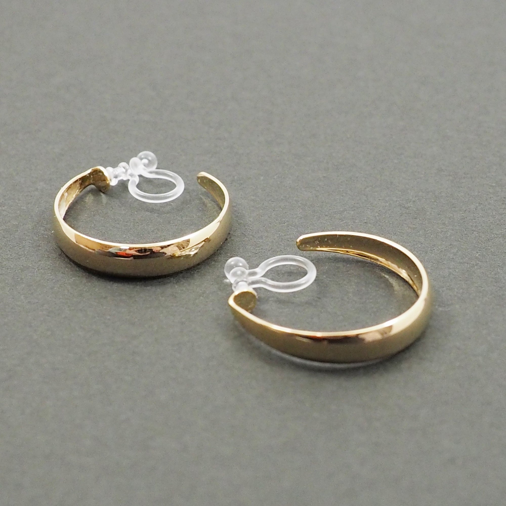 Gold Rounded Invisible Clip On Hoop Earrings - Miyabi Grace