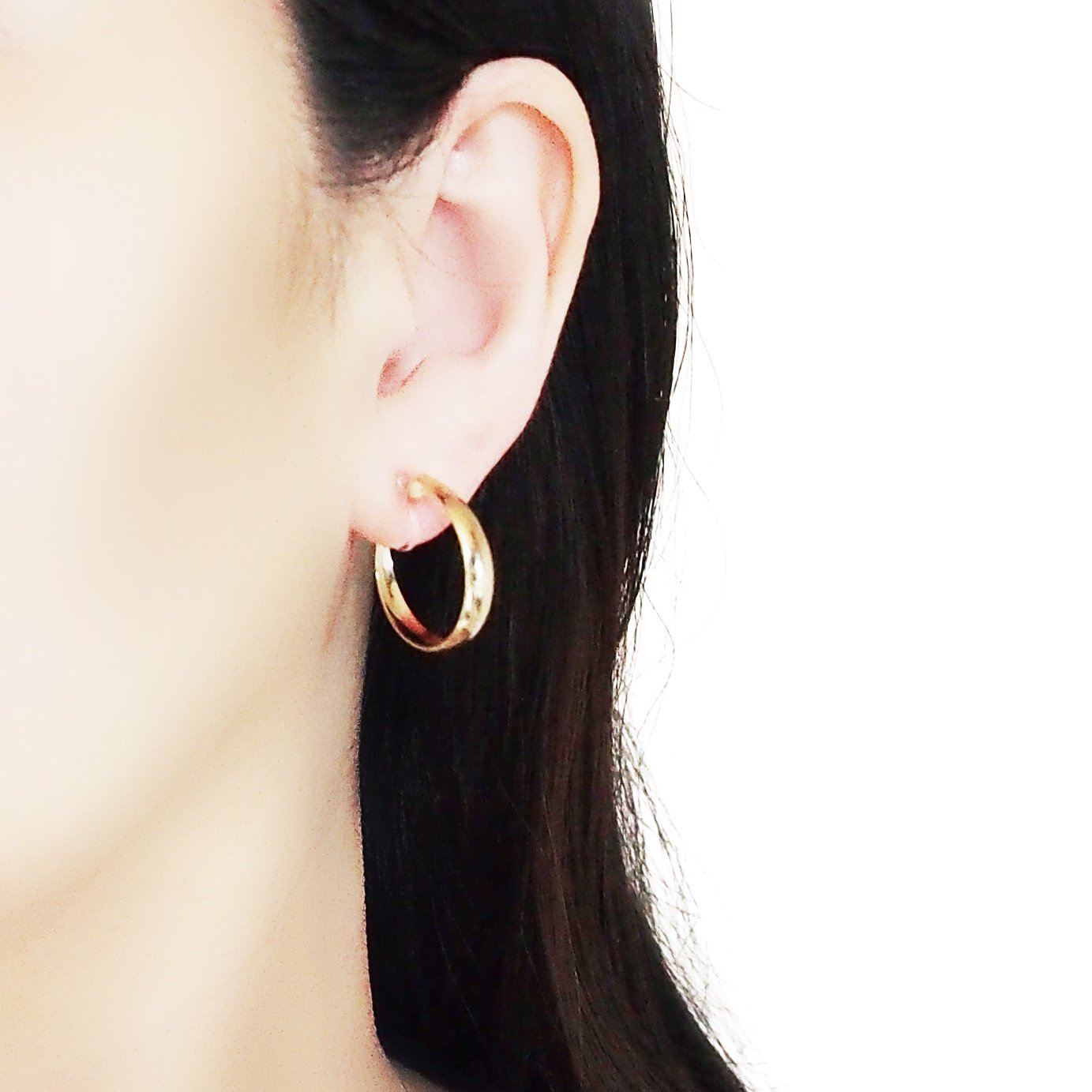 Gold Rounded Invisible Clip On Hoop Earrings - Miyabi Grace