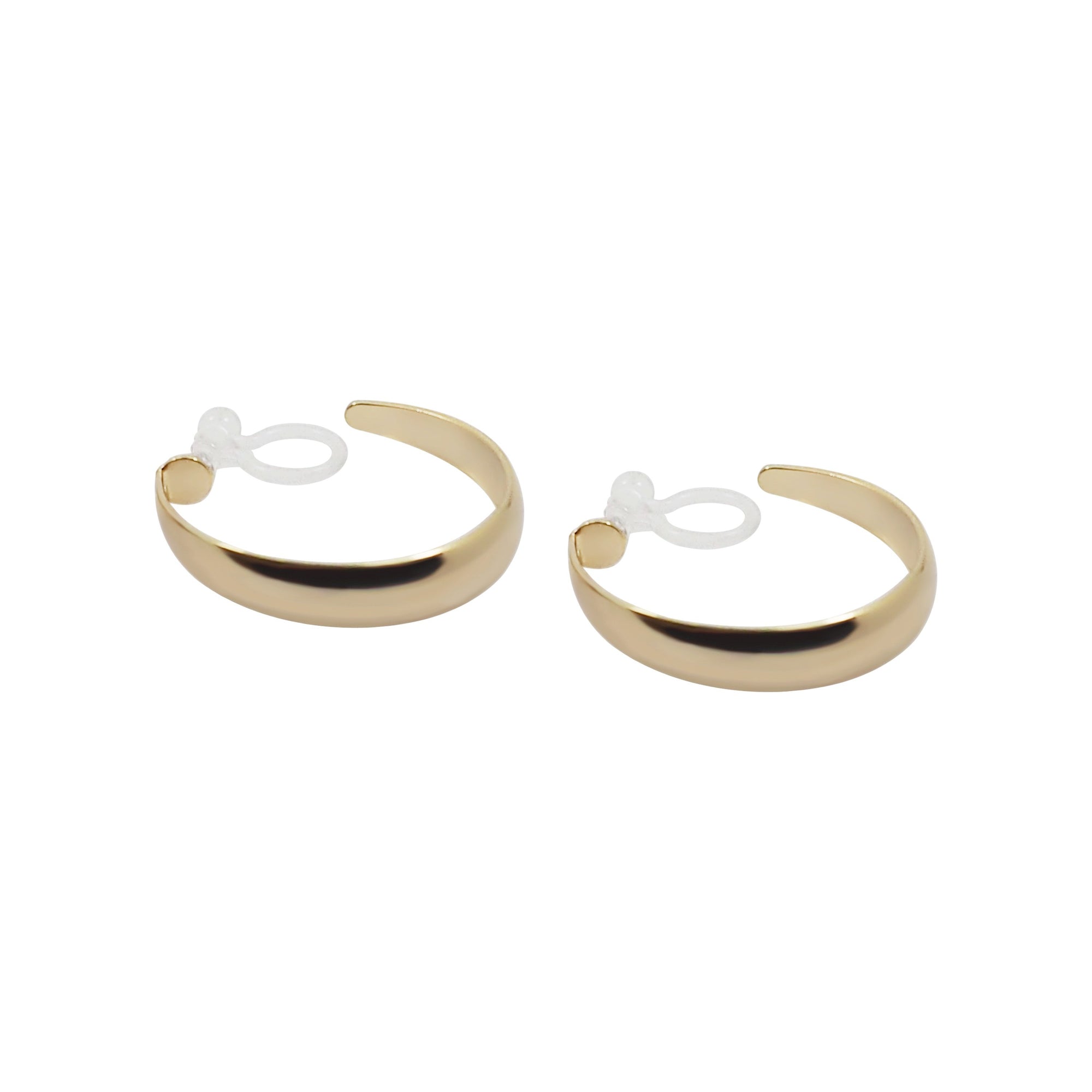 Gold Rounded Invisible Clip On Hoop Earrings - Miyabi Grace