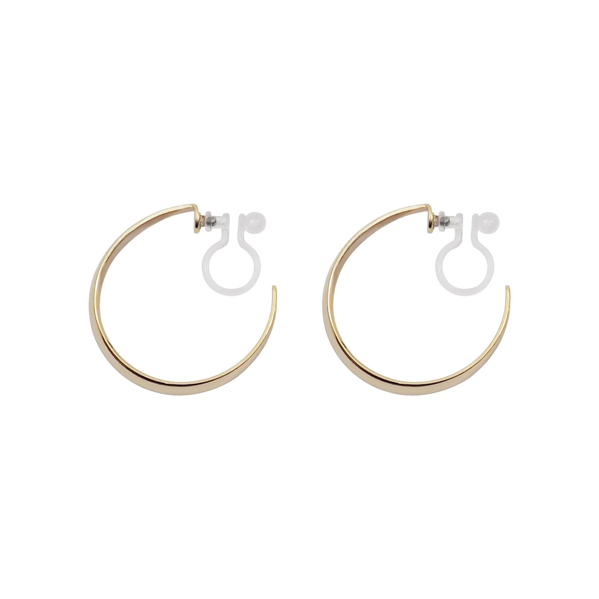Gold Rounded Invisible Clip On Hoop Earrings - Miyabi Grace