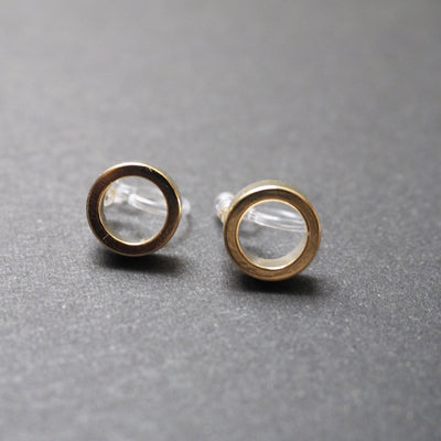 Gold Open Circle Invisible Clip On Stud Earrings