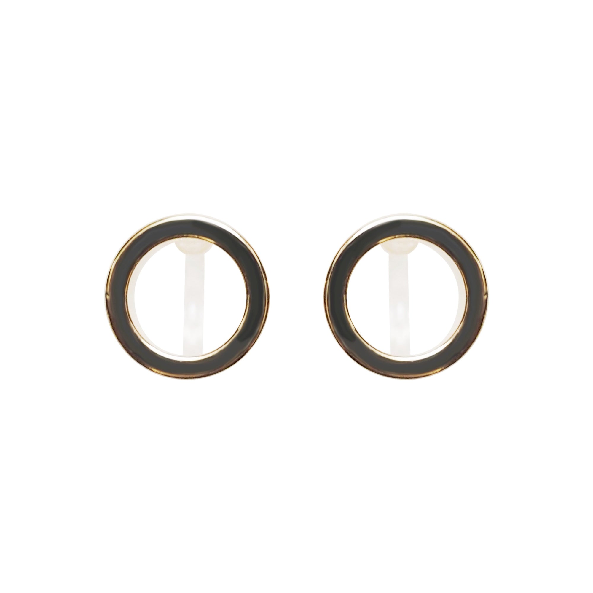 Gold Open Circle Invisible Clip On Stud Earrings