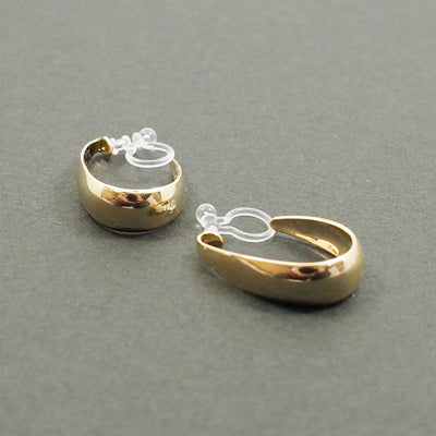 Gold Oval Invisible Clip On Hoop Earrings - Miyabi Grace