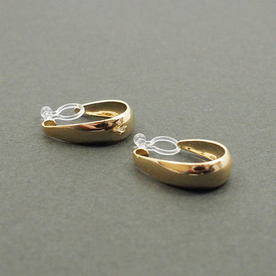 Gold Oval Invisible Clip On Hoop Earrings - Miyabi Grace