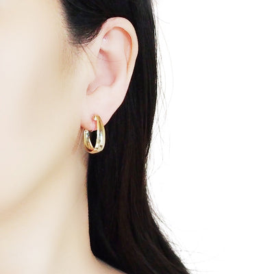 Gold Oval Invisible Clip On Hoop Earrings - Miyabi Grace