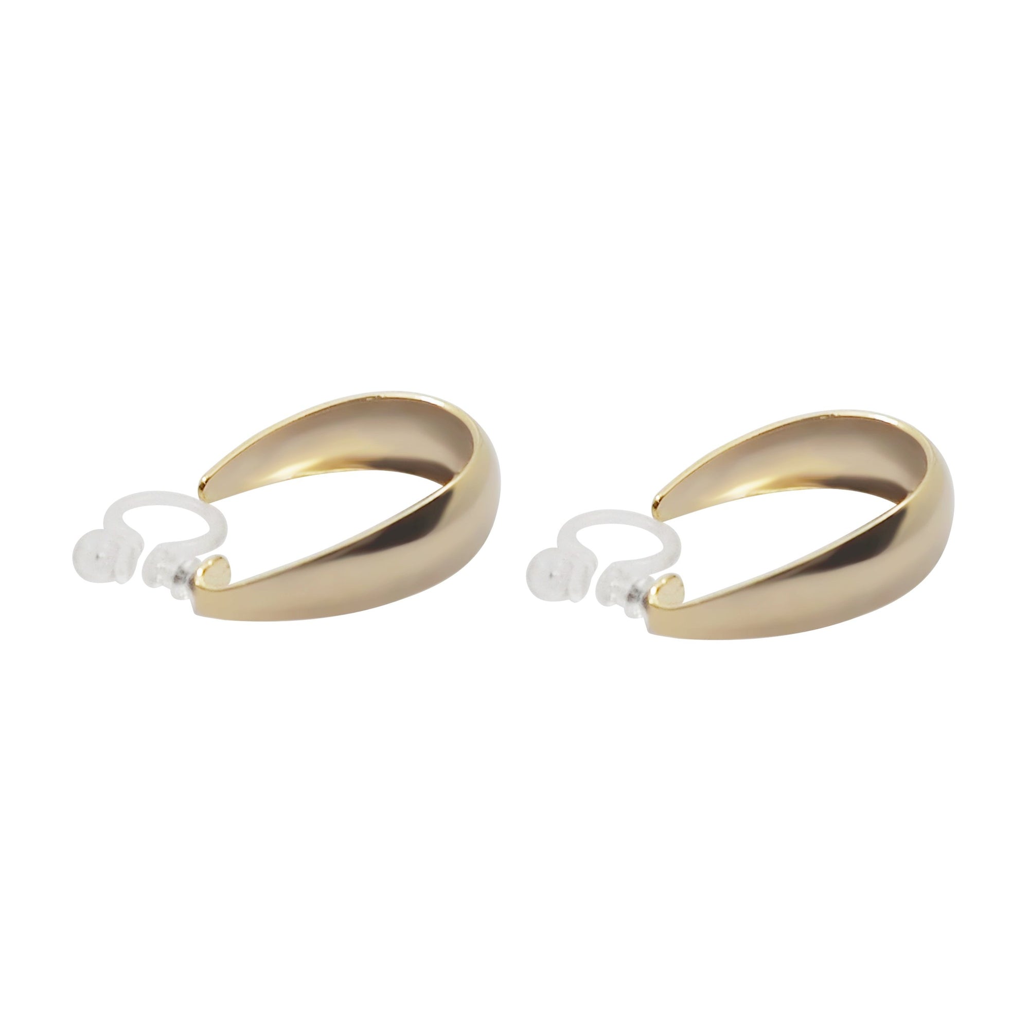 Gold Oval Invisible Clip On Hoop Earrings - Miyabi Grace