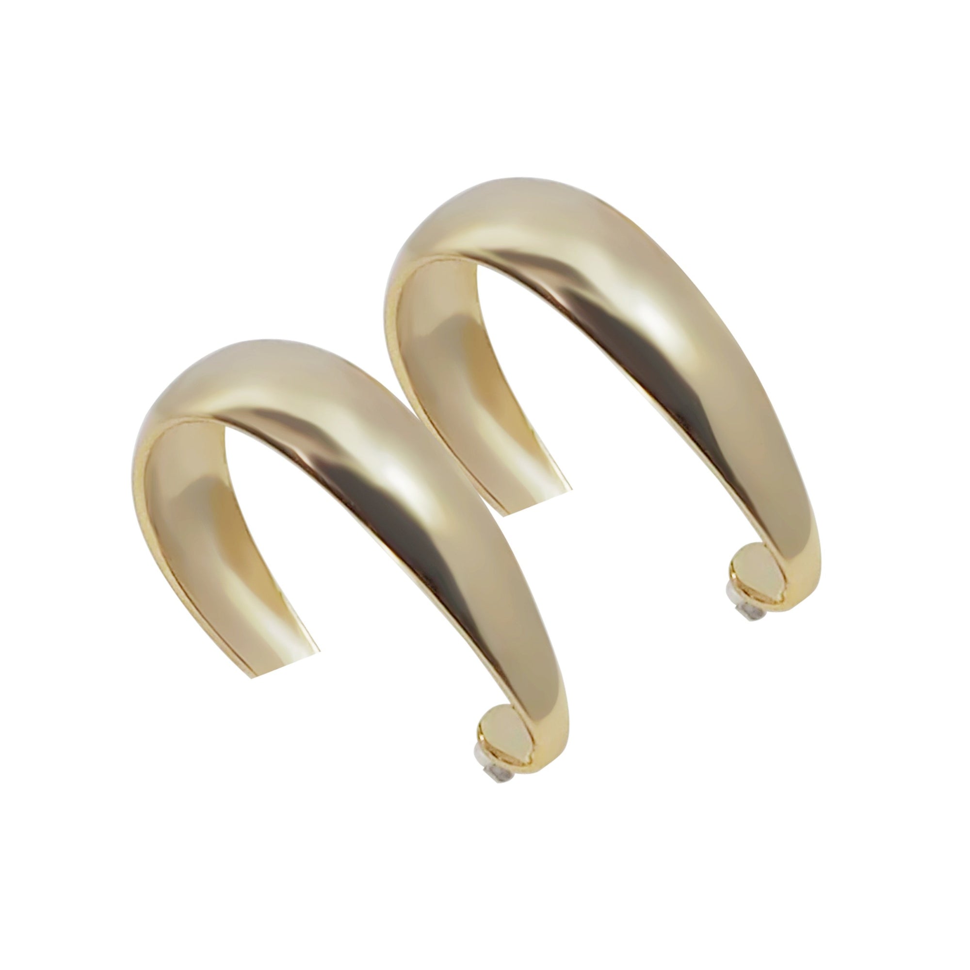 Gold Oval Invisible Clip On Hoop Earrings - Miyabi Grace