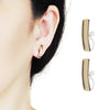 Gold Curved Short Bar Invisible Clip On Stud Earrings
