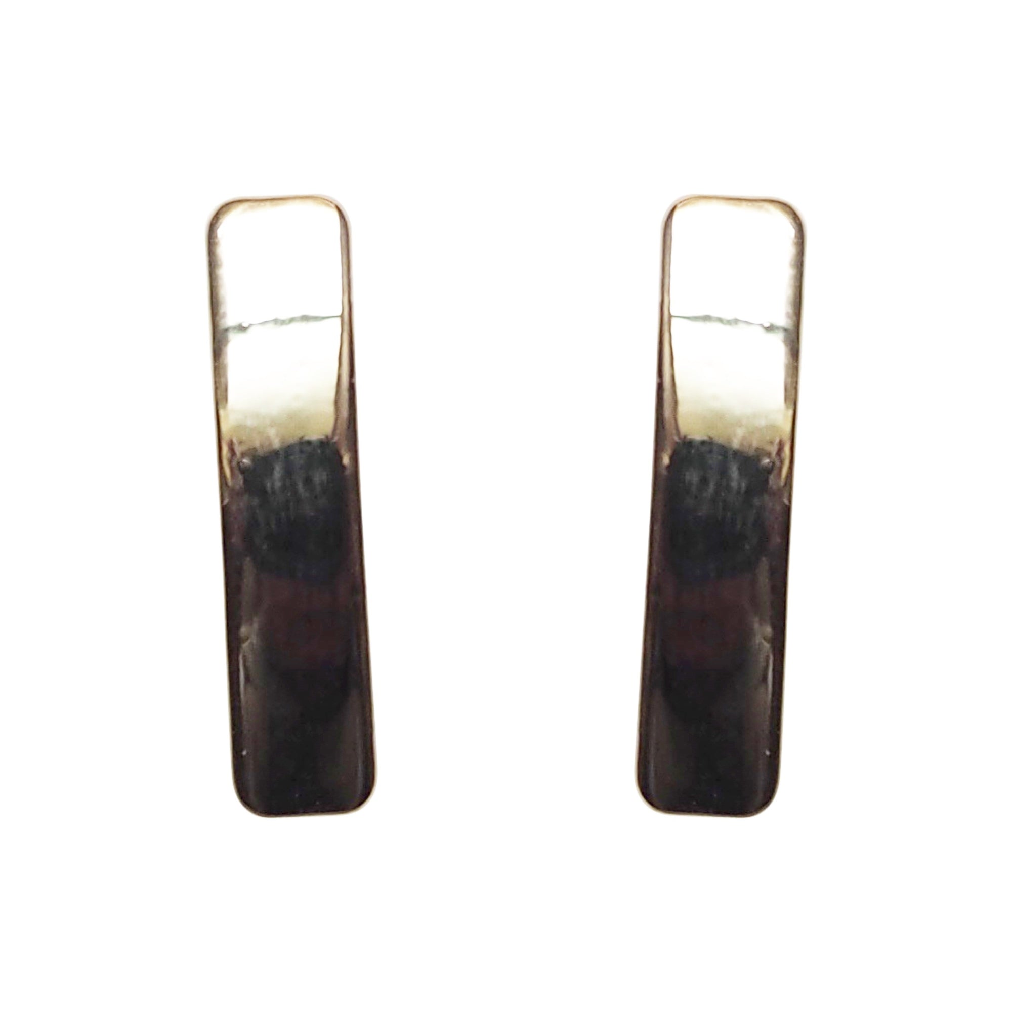 Gold Curved Short Bar Invisible Clip On Stud Earrings