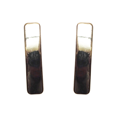 Gold Curved Short Bar Invisible Clip On Stud Earrings