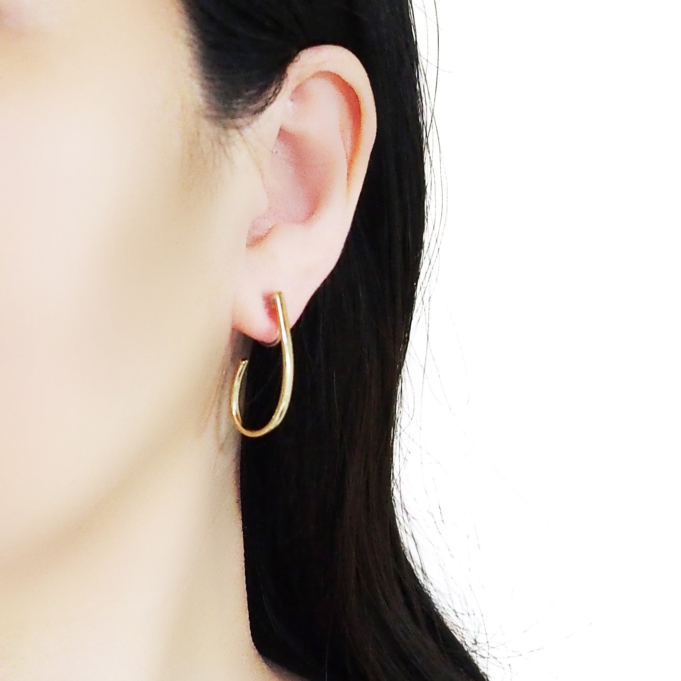 Gold Teardrop Invisible Clip On Hoop Earrings - Miyabi Grace