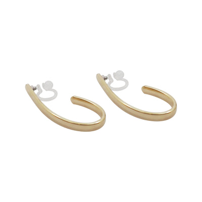 Gold Teardrop Invisible Clip On Hoop Earrings - Miyabi Grace