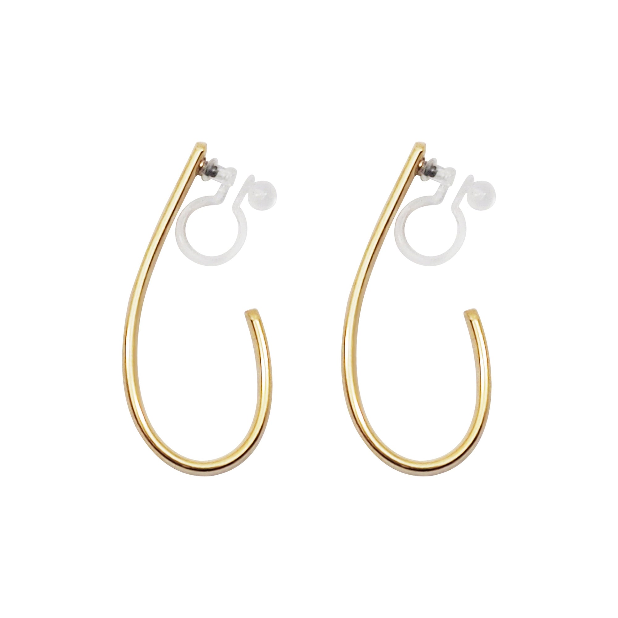 Gold Teardrop Invisible Clip On Hoop Earrings - Miyabi Grace
