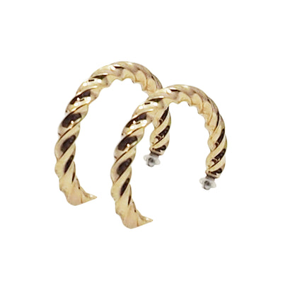 Gold Textured Invisible Clip On Hoop Earrings - Miyabi Grace