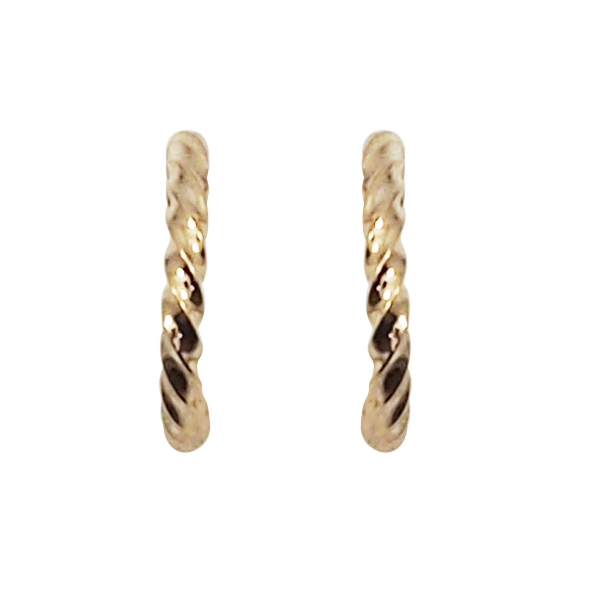 Gold Textured Invisible Clip On Hoop Earrings - Miyabi Grace