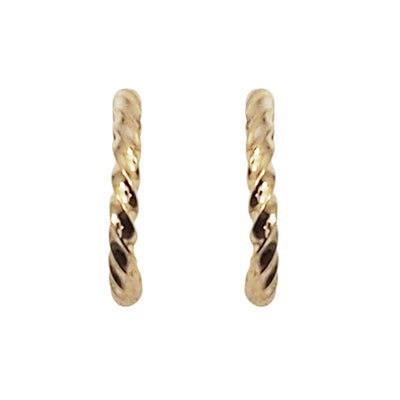 Gold Textured Invisible Clip On Hoop Earrings - Miyabi Grace