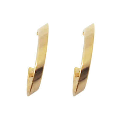 Gold Twisted Oval Invisible Clip On Hoop Earrings - Miyabi Grace