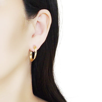Gold Twisted Oval Invisible Clip On Hoop Earrings - Miyabi Grace