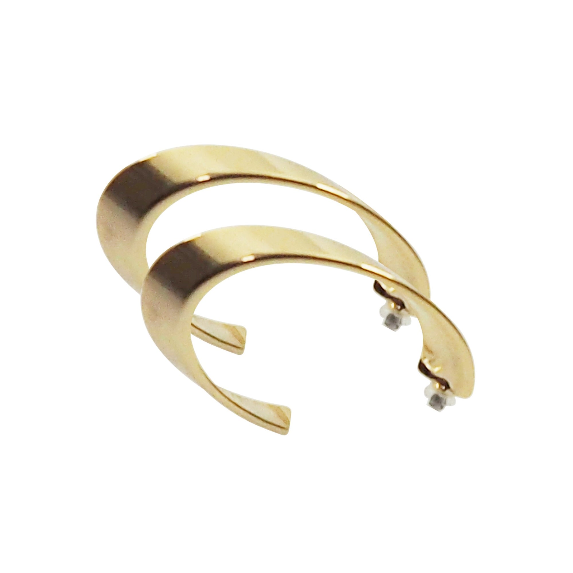 Gold Twisted Oval Invisible Clip On Hoop Earrings - Miyabi Grace