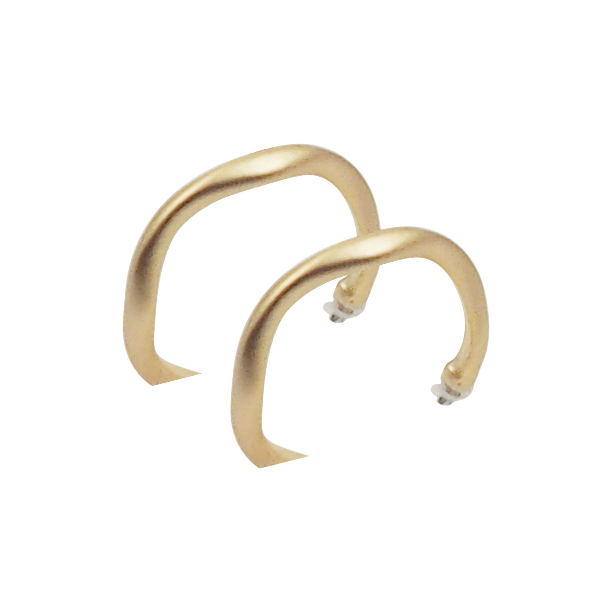 Gold Waved Invisible Clip On Hoop Earrings - Miyabi Grace