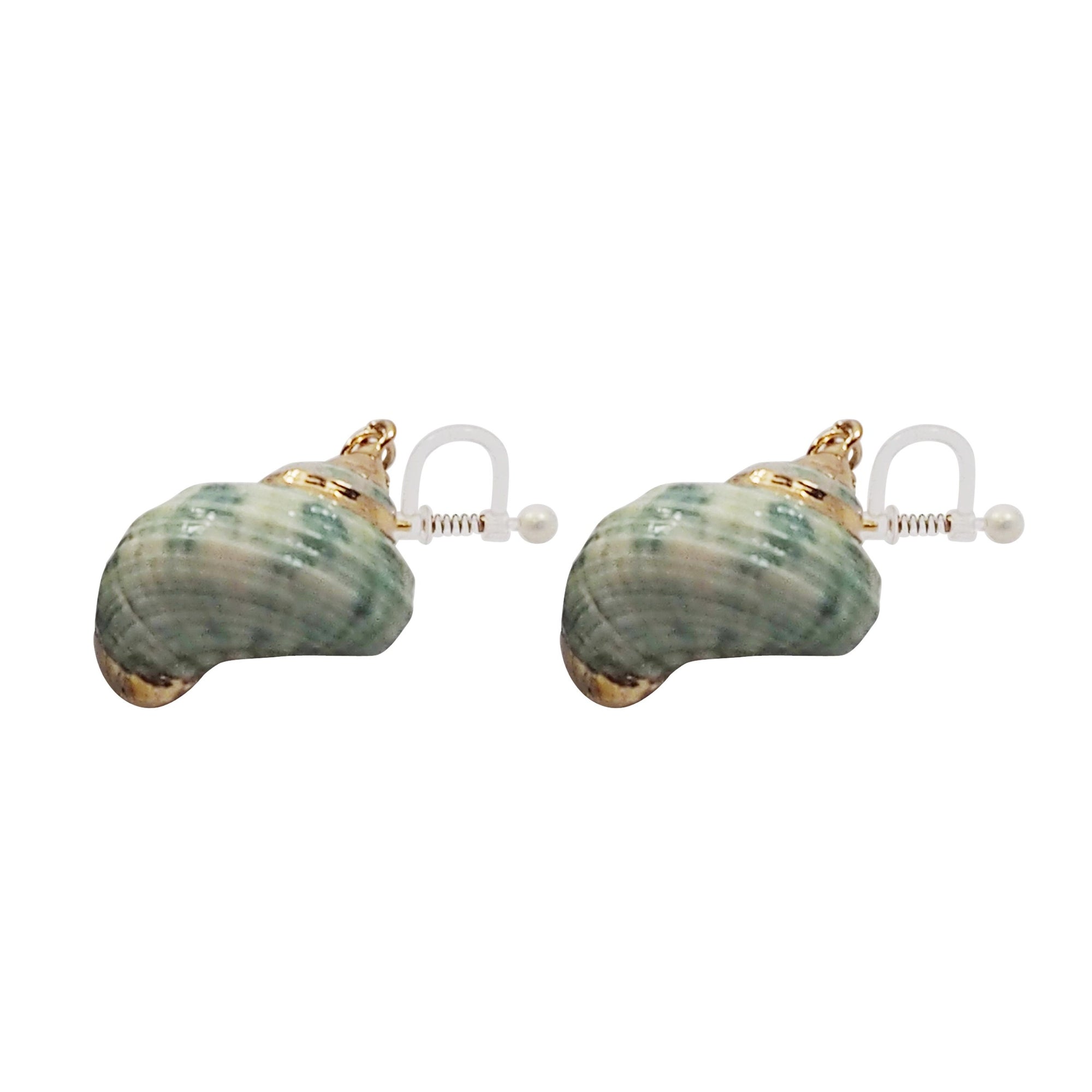 Green Shell Invisible Clip On Earrings - Miyabi Grace