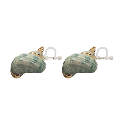 Green Shell Invisible Clip On Earrings - Miyabi Grace