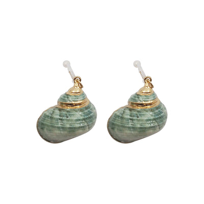 Green Shell Invisible Clip On Earrings - Miyabi Grace
