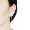 Silver Long Hammered Bar Invisible Clip On Stud Earrings