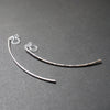 Silver Long Hammered Bar Invisible Clip On Stud Earrings