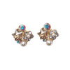 Star Swarovski Crystal Rhinestone & White Pearl Invisible Clip on Stud Earrings ( Light orange ) - Miyabi Grace