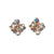 Star Swarovski Crystal Rhinestone & White Pearl Invisible Clip on Stud Earrings ( Light orange )