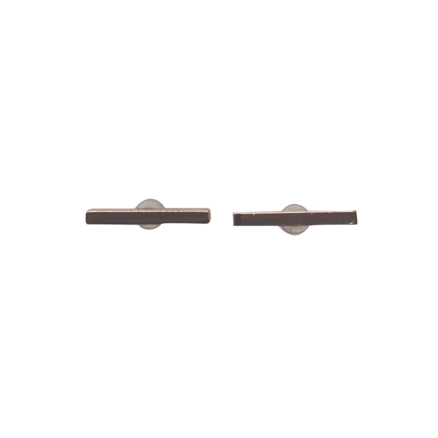 Rose Gold Bar Invisible Clip On Stud Earrings - Miyabi Grace