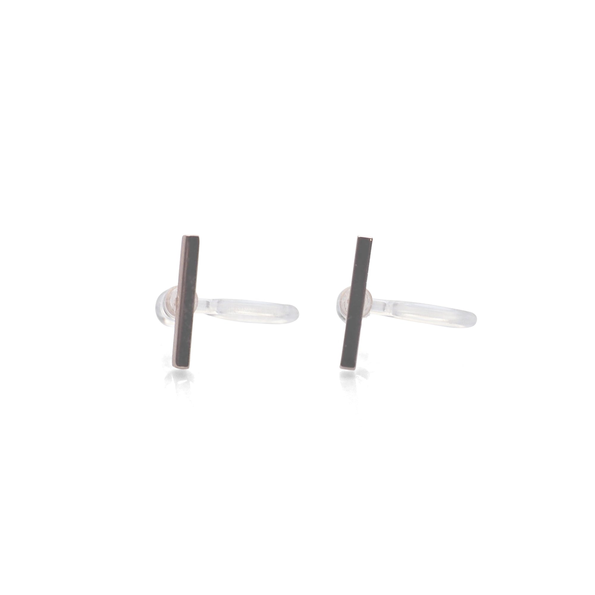 Rose Gold Bar Invisible Clip On Stud Earrings - Miyabi Grace