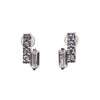 Cubic Zirconia Crystal Bar Invisible Clip On Stud Earrings ( Silver tone ) - Miyabi Grace