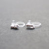 Cubic Zirconia Crystal Bar Invisible Clip On Stud Earrings ( Silver tone ) - Miyabi Grace