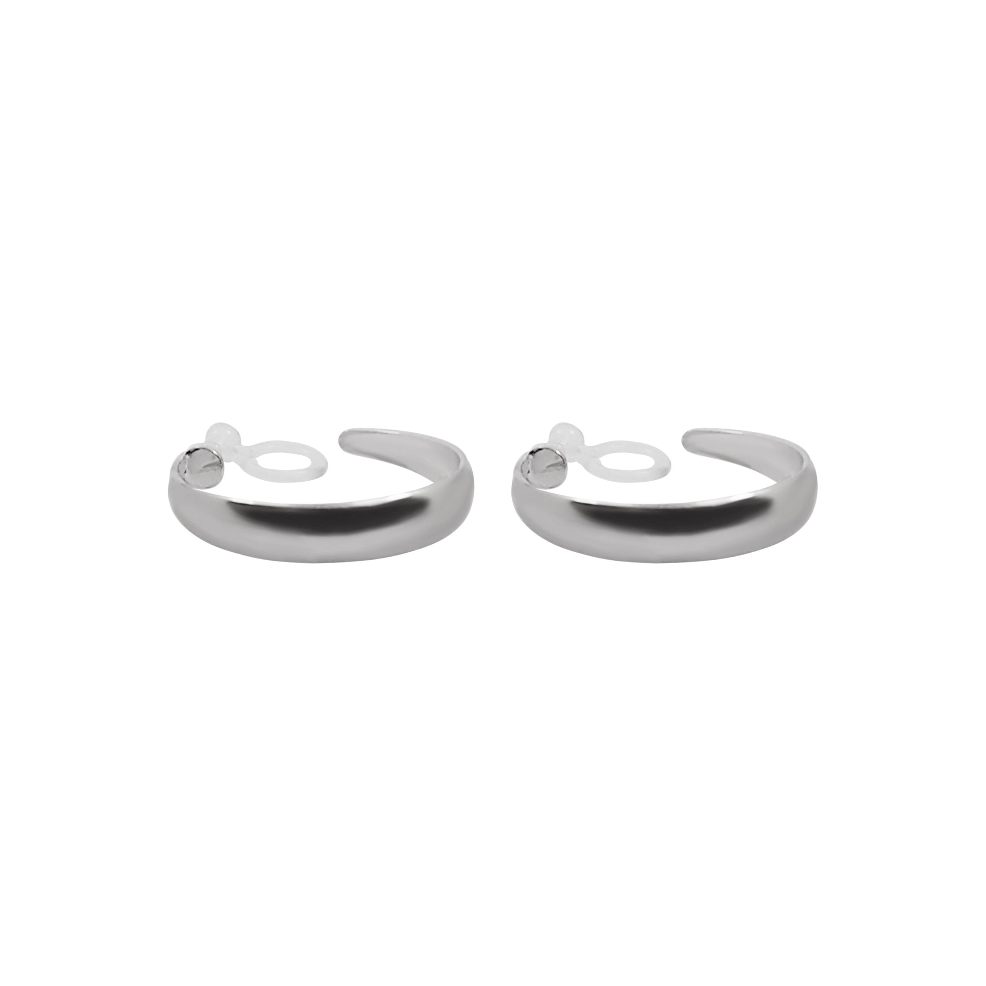 Silver Rounded Invisible Clip On Hoop Earrings - Miyabi Grace