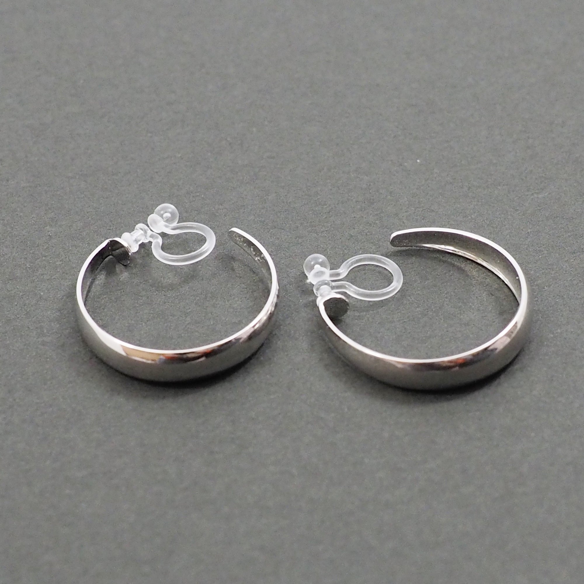 Silver Rounded Invisible Clip On Hoop Earrings - Miyabi Grace