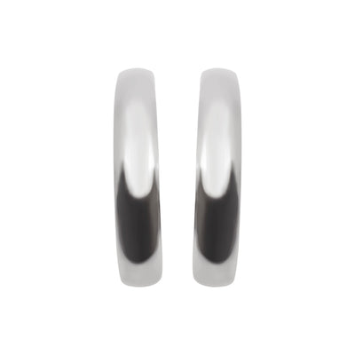Silver Rounded Invisible Clip On Hoop Earrings - Miyabi Grace