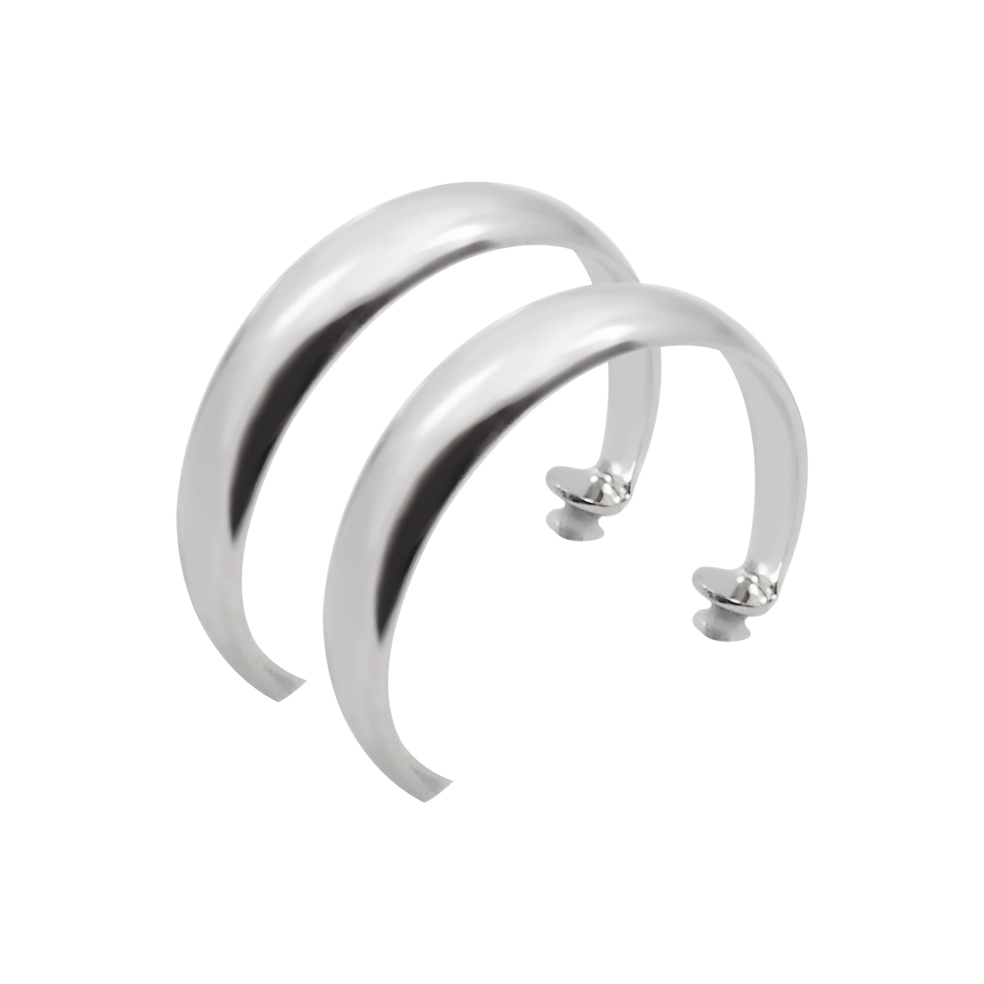 Silver Rounded Invisible Clip On Hoop Earrings - Miyabi Grace