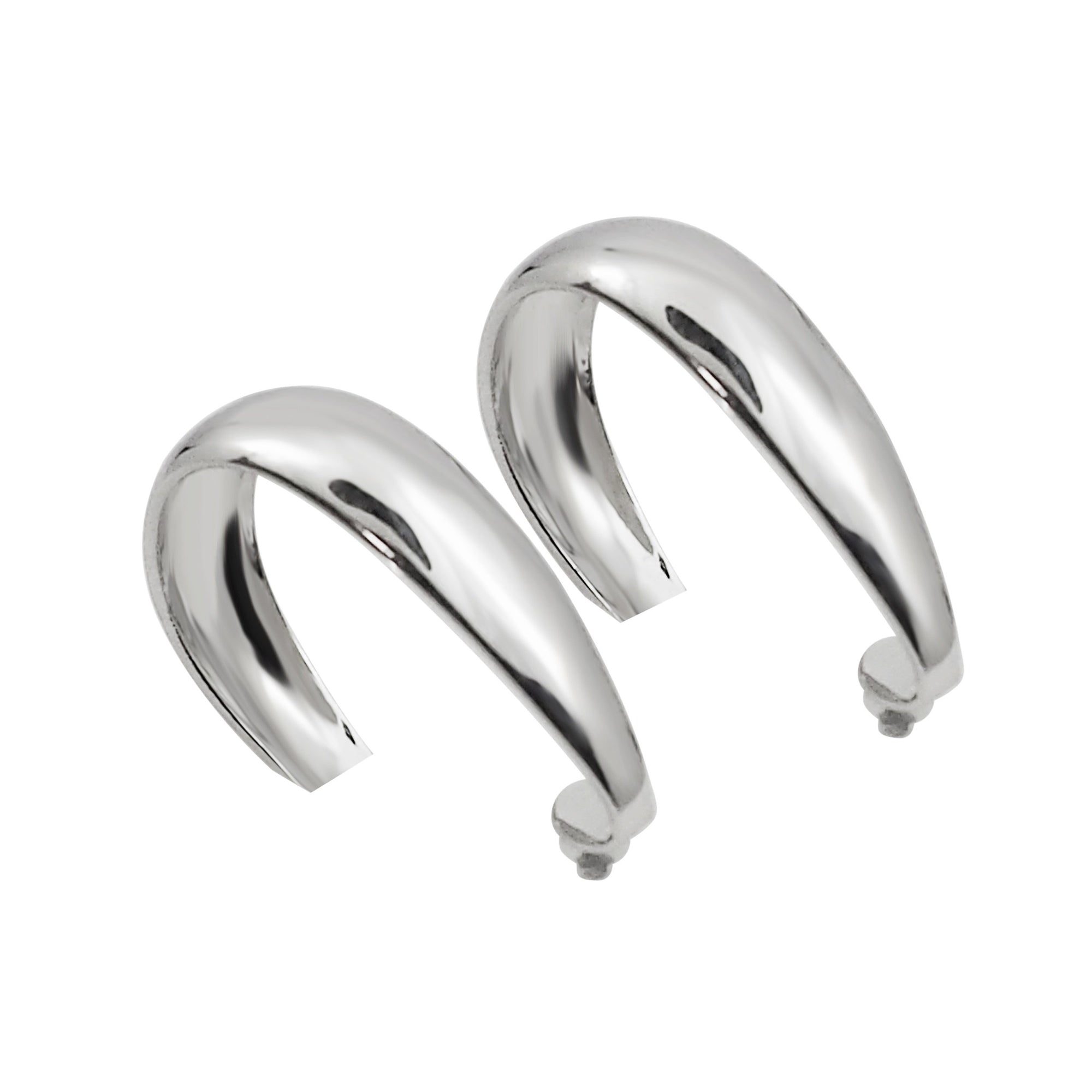 Silver Oval Invisible Clip On Hoop Earrings - Miyabi Grace